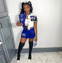 Load image into Gallery viewer, Plus Size Contrast Color Print Baseball Two Piece Set
