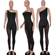 Load image into Gallery viewer, Sexy Mesh Patchwork One Shoulder Jumpsuit
