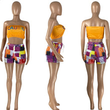 Load image into Gallery viewer, Letter Print Tube Top And Shorts Two Piece Sets
