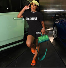 Load image into Gallery viewer, Plus Size Letter Print Loose T Shirt And Shorts Two Piece Set
