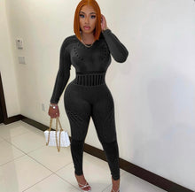 Load image into Gallery viewer, Sexy Long Sleeve Tight Ripped Jumpsuit
