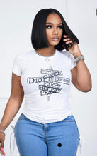 Load image into Gallery viewer, Plus Size Letter Print O Neck Short Sleeve T Shirt

