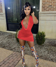 Load image into Gallery viewer, Solid Sexy Deep V Neck Mini Dress
