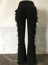 Load image into Gallery viewer, Denim Tassel Lace-Up Straight Jeans Pants
