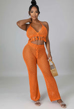 Load image into Gallery viewer, Sexy Tassels Hollow Out Halter Top Pants Two Piece Set
