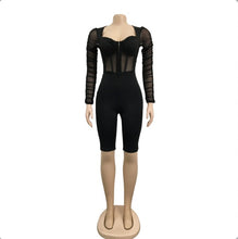 Load image into Gallery viewer, Mesh Patchwork Solid Rompers
