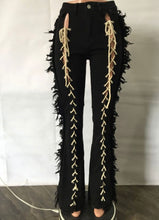 Load image into Gallery viewer, Denim Tassel Lace-Up Straight Jeans Pants
