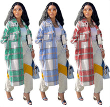 Load image into Gallery viewer, Classic Plaid Print Long Sleeve Coat
