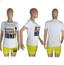 Load image into Gallery viewer, Letter Print Short Sleeve Shorts Two Piece Set
