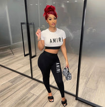 Load image into Gallery viewer, Fashion Color Block Crop Tops And Skinny Pant Sport Suit
