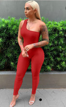 Load image into Gallery viewer, Solid One Shoulder Sleeveless Skinny Jumpsuits
