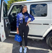 Load image into Gallery viewer, Embroidery Color Blocking Baseball Jacket
