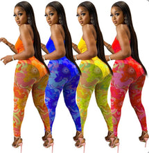 Load image into Gallery viewer, Sexy Sling Bodysuits Mesh Print Pants Two Piece Set
