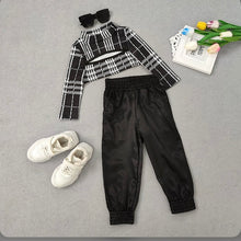 Load image into Gallery viewer, Kids Girls Long Sleeve Plaid Tops And Pant 2 Piece Set
