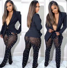 Load image into Gallery viewer, Sexy Blazer Coat+Mesh Pearls Pants 2 Piece Sets
