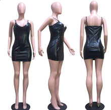 Load image into Gallery viewer, PU Leather Night Club Sling Mini Dress
