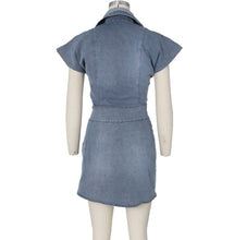 Load image into Gallery viewer, Denim Sleeveless Split Mini Skirt 2 Piece Sets
