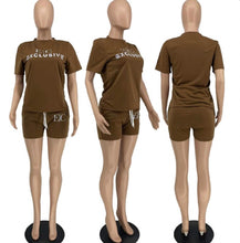 Load image into Gallery viewer, Letter Print T Shirt And Shorts Two Piece Sets

