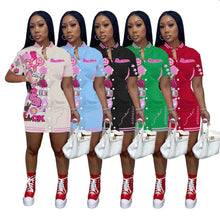 Load image into Gallery viewer, Rib Patchwork Print Casual Dress
