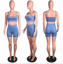Load image into Gallery viewer, Solid Cami Top And Shorts Two Piece Sets
