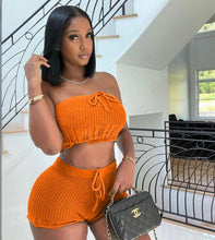 Load image into Gallery viewer, Casual Knitted Tube Top Shorts Two Piece Set
