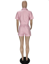Load image into Gallery viewer, Fashion PU Leather Short Sleeve Two Piece Set
