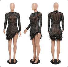 Load image into Gallery viewer, Sexy Mesh See-Through Hot Drilling Irregular Dress
