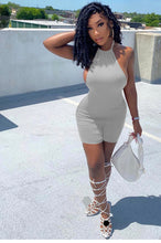 Load image into Gallery viewer, Solid Halter Backless Romper
