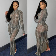 Load image into Gallery viewer, Sexy Mesh See Through Long Sleeve Club Dress
