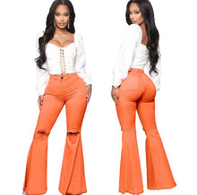 Load image into Gallery viewer, Plus Size Fashion All-match Ripped Denim Flared Pants
