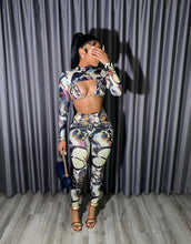 Load image into Gallery viewer, Butterfly Print Bra+Long Sleeve Crop Top+Pants 3 Piece Sets

