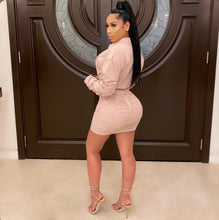 Load image into Gallery viewer, Plus Size Ruched Long Sleeve Mini Skirt Sets
