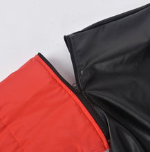Load image into Gallery viewer, PU Leather Contrast Color Splicing Zipper Short Jacket
