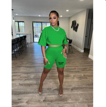 Load image into Gallery viewer, Casual Letter Print Short Sleeve Shorts 2 Piece Set
