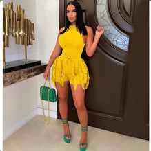 Load image into Gallery viewer, Tassel Lace Sleeveless Shorts Two Piece Set
