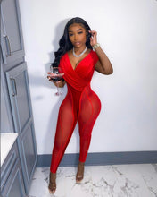 Load image into Gallery viewer, Sexy Mesh Velvet Patchwork Sleeveless Jumpsuit

