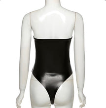 Load image into Gallery viewer, Sexy Wrap Chest Tie-Up PU Leather Bodysuits
