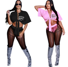 Load image into Gallery viewer, Fashion Sexy Letter Print Top Mesh Pants Two Piece Set Www.dreamempirellc.com
