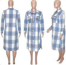 Load image into Gallery viewer, Classic Plaid Print Long Sleeve Coat
