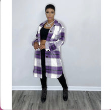 Load image into Gallery viewer, Plaid Full Sleeve Buttons Long Coat
