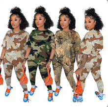 Load image into Gallery viewer, Camo Print Casual Two Piece Shorts Sets
