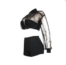 Load image into Gallery viewer, Organza Top And Solid Color Shorts Two Piece Set

