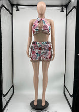 Load image into Gallery viewer, Sexy Printed Tassel Halter Crop Top And Shorts 2 Piece Sets
