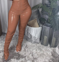 Load image into Gallery viewer, PU Leather High Waist Skinny Plush Split Stacked Pants
