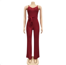 Load image into Gallery viewer, Sexy Spaghetti Strap Sashes Straight Jumpsuit

