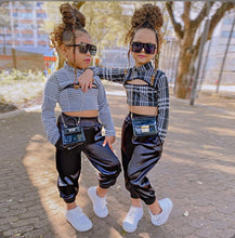 Load image into Gallery viewer, Kids Girls Long Sleeve Plaid Tops And Pant 2 Piece Set
