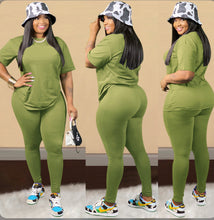 Load image into Gallery viewer, Plus Size Solid T Shirt And Pants 2 Piece Sets
