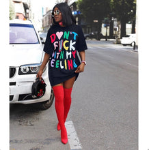 Load image into Gallery viewer, Letter Print O Neck Casual T-Shirt Dress
