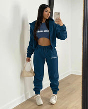 Load image into Gallery viewer, Plush Letter Print Hooded Sweatshirt Three Piece Pant Set
