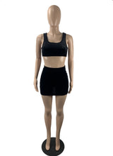 Load image into Gallery viewer, Velvet Solid Color Vest And Mini Skirt Two Piece Sets
